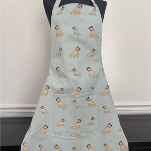 Organic Cotton Apron with all over Pug Dog Design made in the UK
